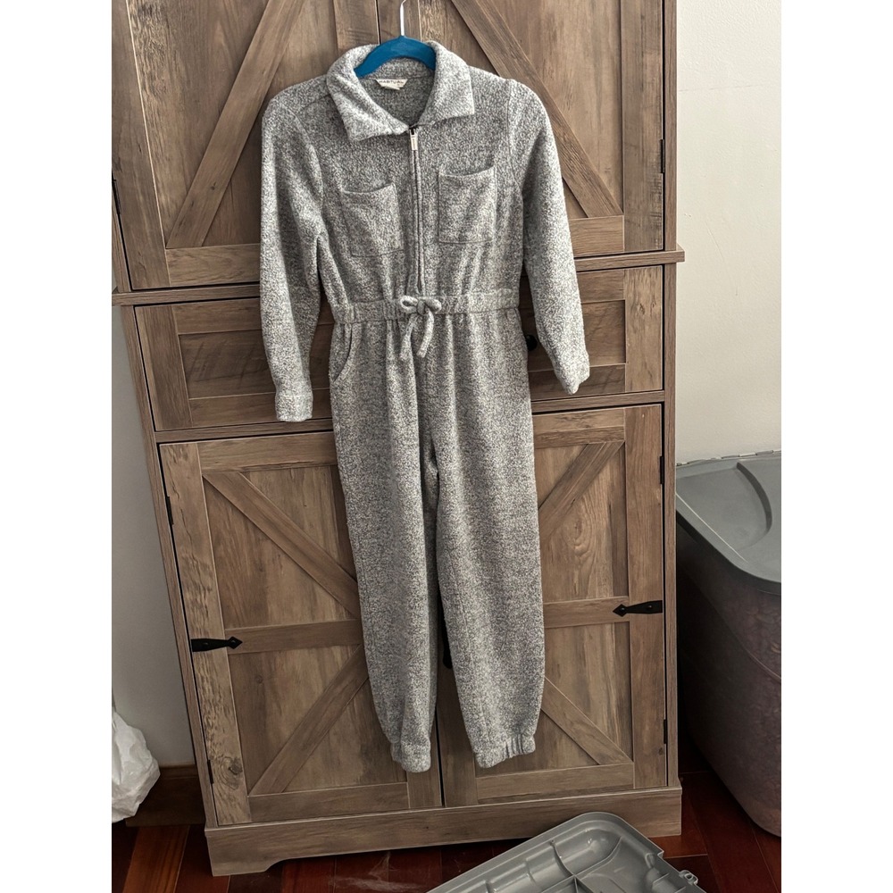 Habitual Girl Heather Grey Fleece Long Sleeve Jumpsuit Kids Size 5/6 Romper
